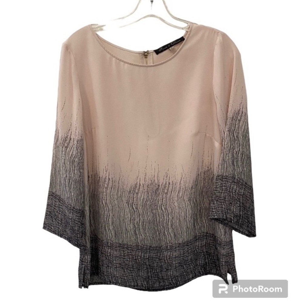 Rose & Olive 3/4 Sleeve Blouse With Zip Back Size Small
